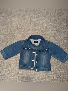 The Children's Place Blue Denim Baby Snap Jacket Ruffle Detail Size 6-9M